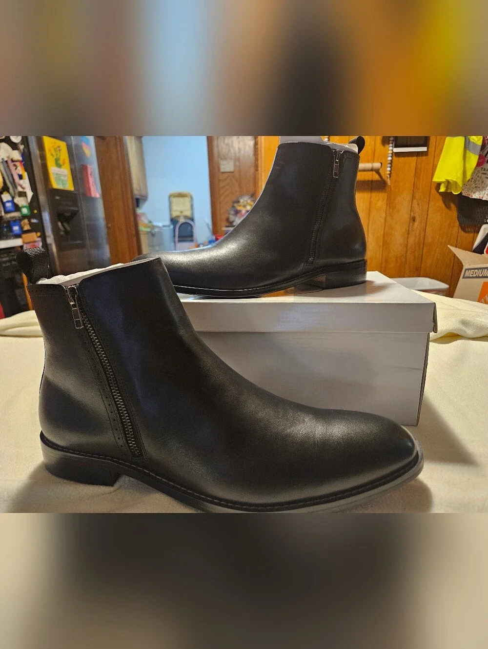 Steve Madden Black Leather Chukka Boot with Side Zip